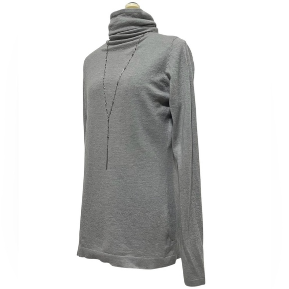 Kinross 100% Cashmere Gray Long Sleeve Slouch Turtle Neck Sweater Size M - Picture 3 of 9